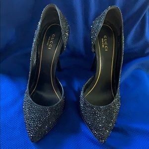 Gucci Blush Black Crystal Encrusted d’Orsay pump